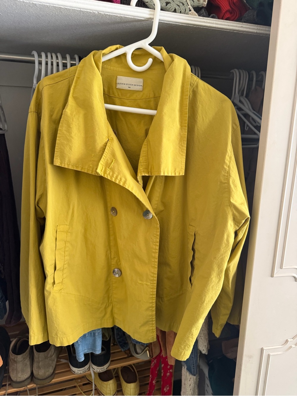 Women's Mustard Double-Breasted Trench Jacket